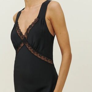 Black Lace Reformation Dress “Provence Silk Dress” Size L 100% Silk In Black